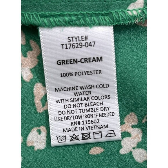 NWOT Lush Women's Medium Green Floral Short Ruffle Sheer Blouse - Picture 4 of 7